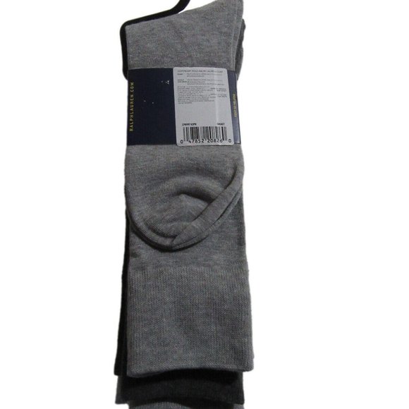 Polo Ralph Lauren Mens Trouser Dress Socks Grey / Grey Striped and Solid 3 pack - Picture 2 of 4